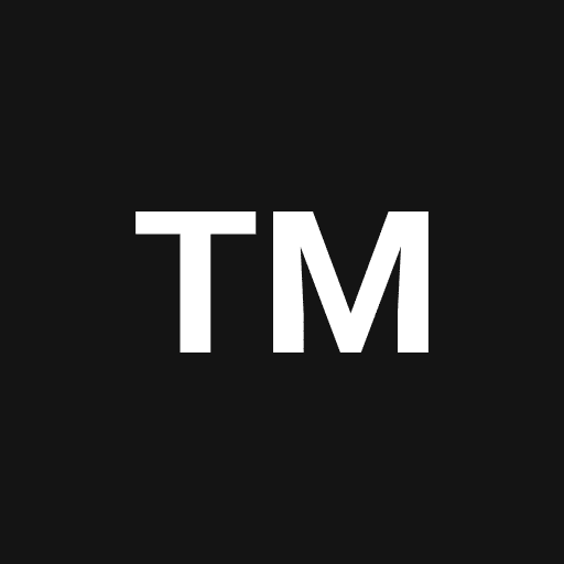 Trademark icon in white against black