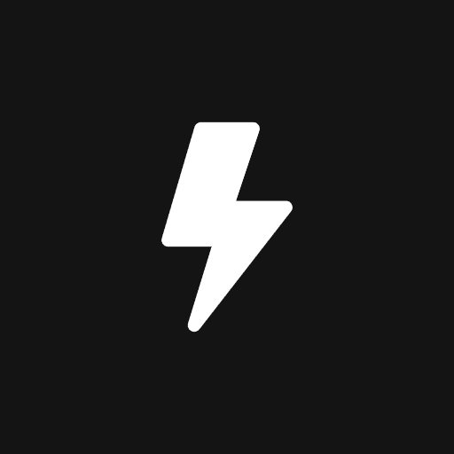 White lightning bolt icon on black background